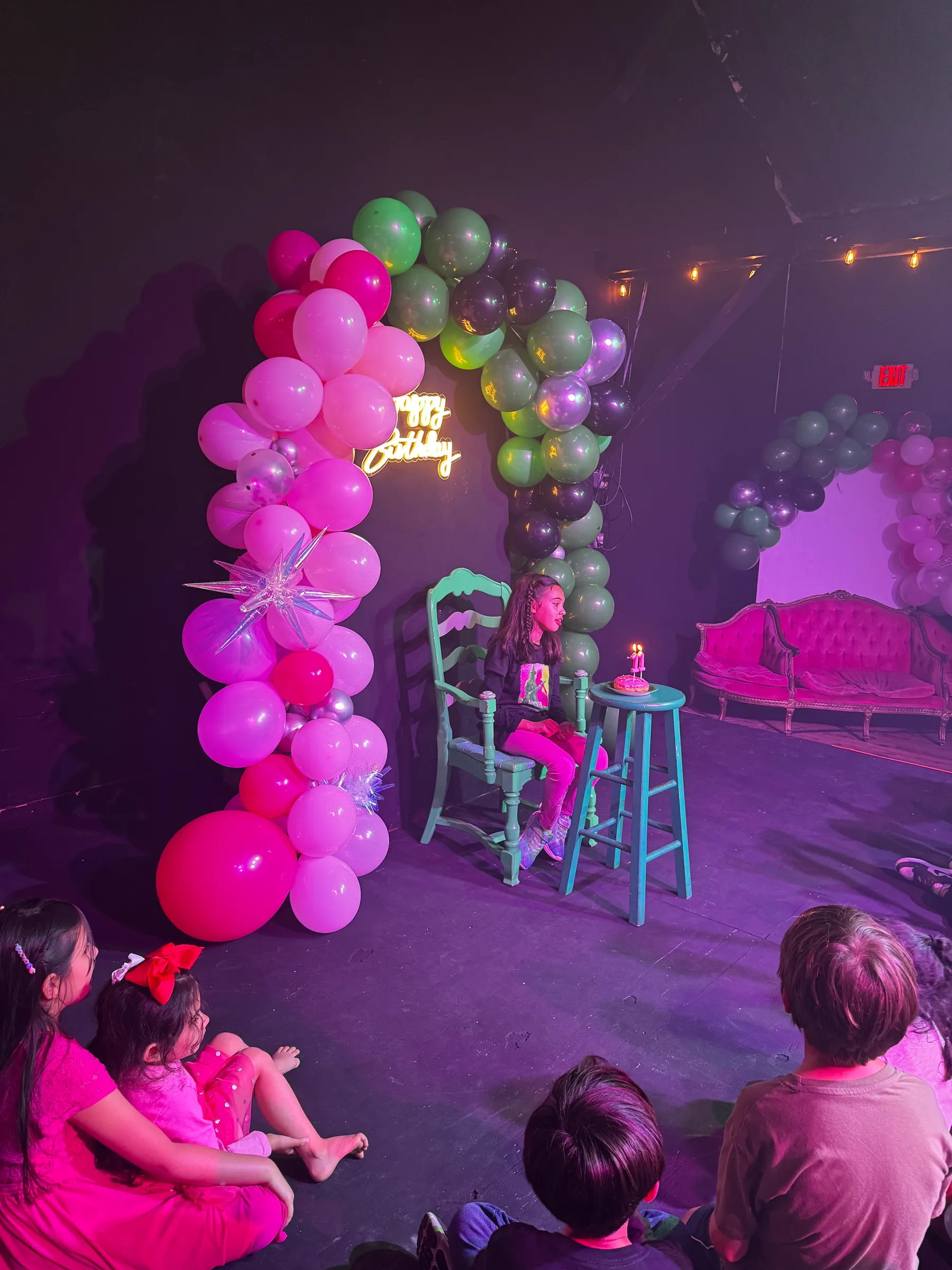 The dance studio set up for a party