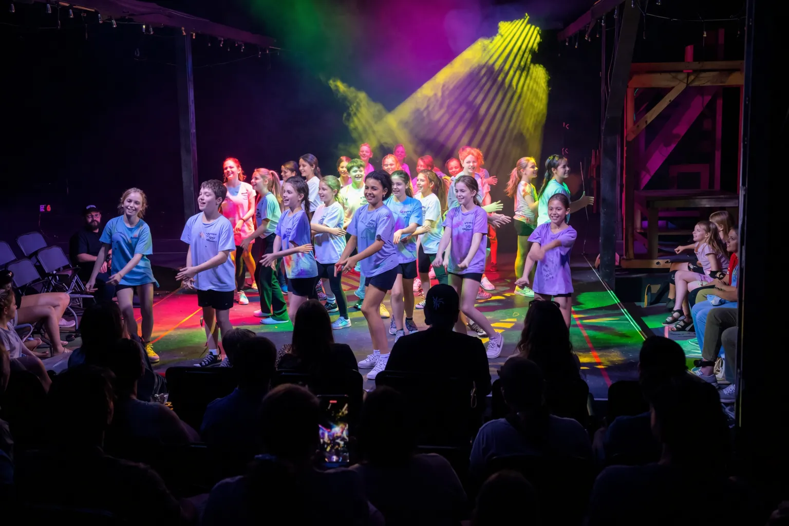 Campers rehearsing during a summer camp week